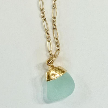 Spun Gold Sea Glass Necklace