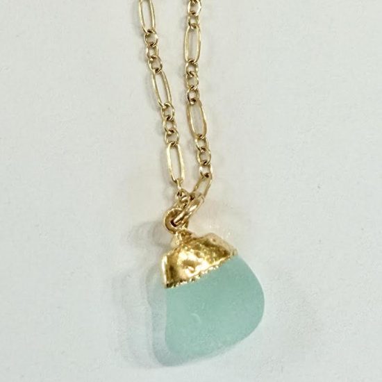 Spun Gold Sea Glass Necklace