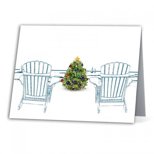 Beach Chairs Christmas Card- Sunset Beach
