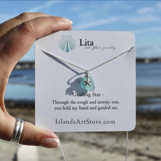 Sea Glass Starfish Charm Necklace