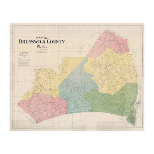 Historic Brunswick County Map From 1910 Islands Art & Bookstore