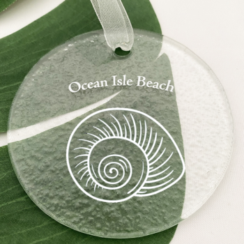 Ocean Isle Beach Glass Christmas Shell Ornament