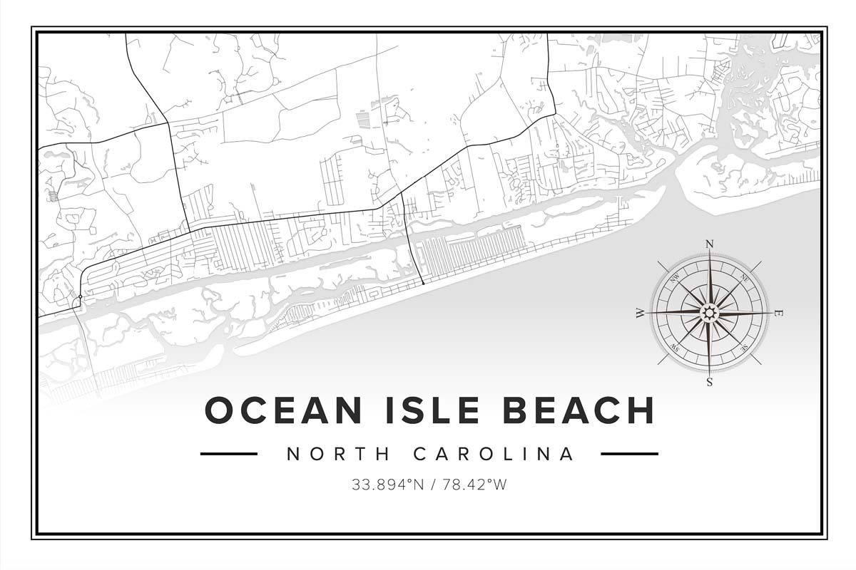 Ocean Isle Beach Map Islands Art Bookstore