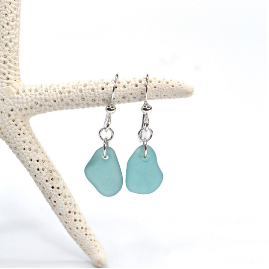 Organic Drop Sea Glass Earrings
