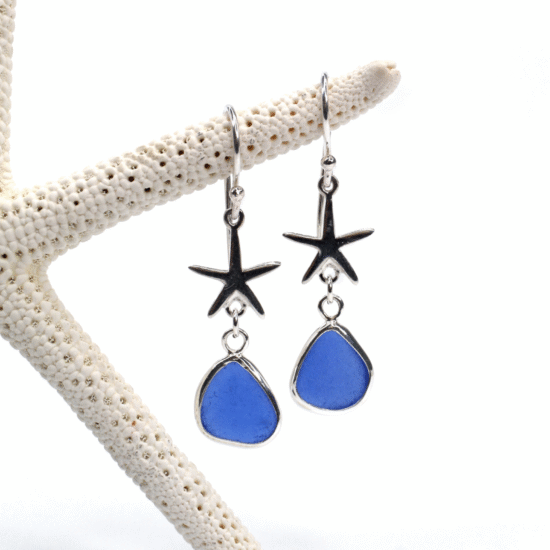 Starfish Shimmer Sea Glass Earrings