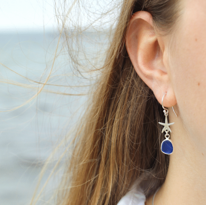 Starfish Shimmer Sea Glass Earrings - Image 4