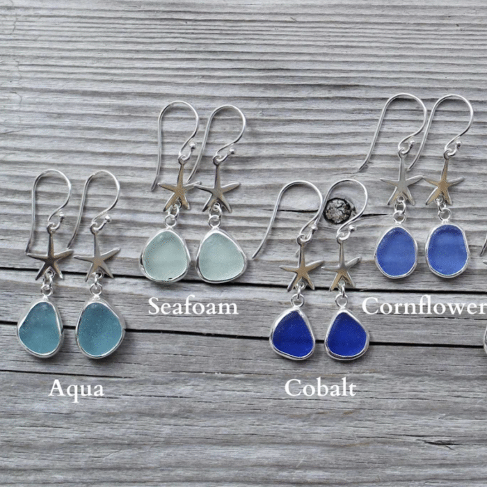 Starfish Shimmer Sea Glass Earrings - Image 2